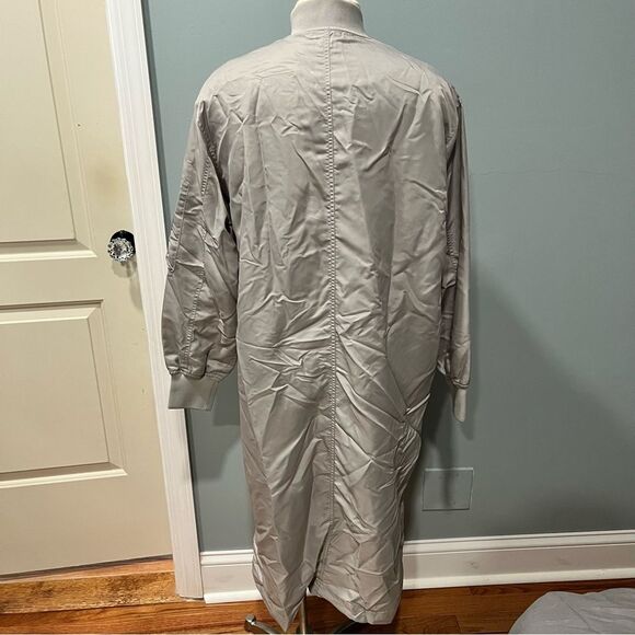 French Connection Grey Layered Long Bomber Jacket Size Small - Picture 8 of 10